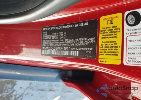 2015 Mini Countryman Cooper S from USA, damaged, VIN WMWZC5C52FWP44947